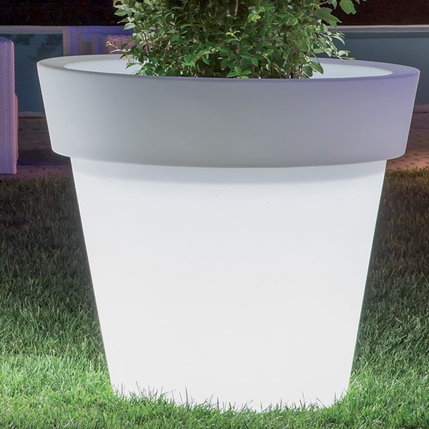 VASO RESINA CON LAMPADA LED VARI COLORI DIAMETRO 80 ALBERO GIARDINO BALCONE