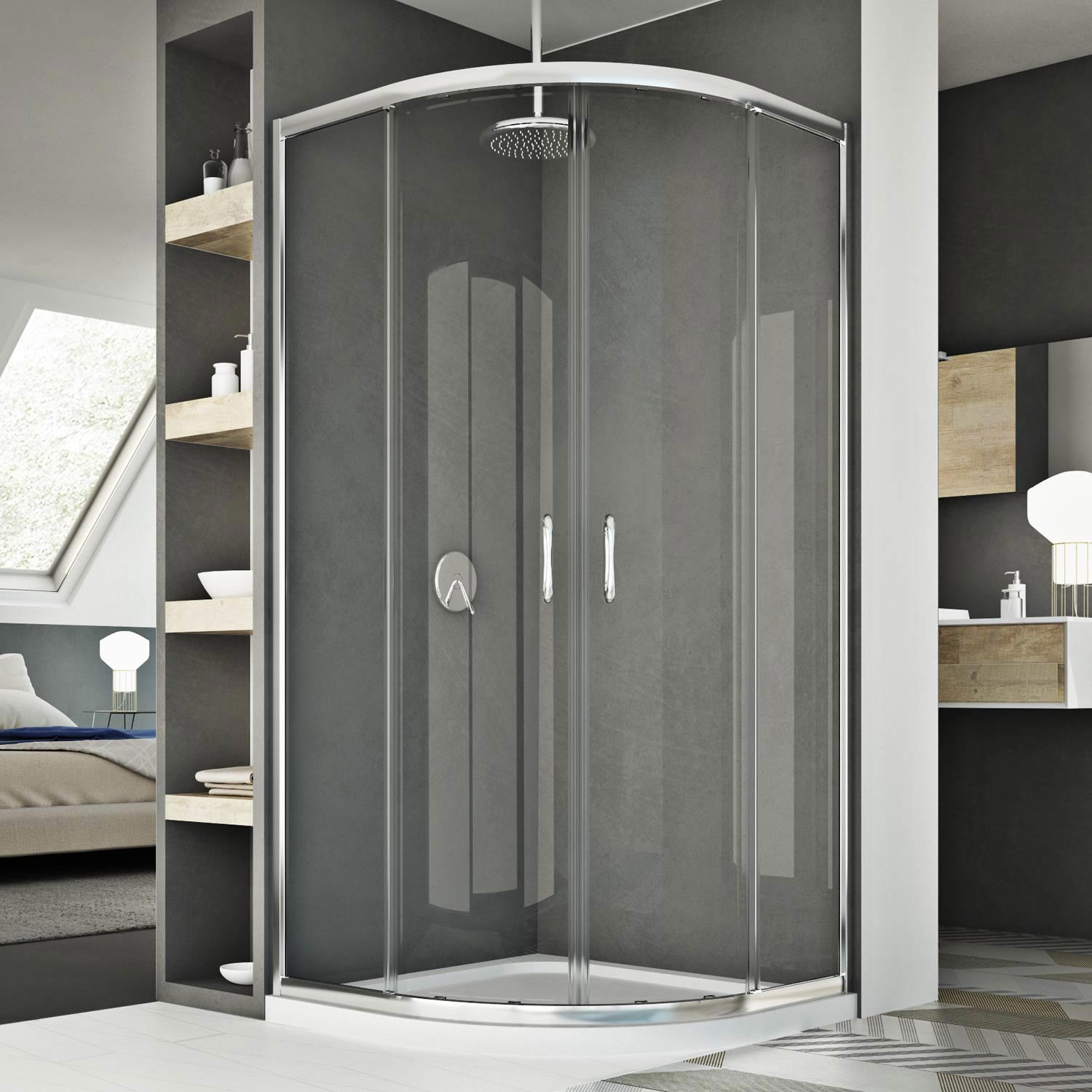 BOX DOCCIA SEMICIRCOLARE APERTURA SCORREVOLE VETRO CRISTALLO 6MM CABINA JUNIOR