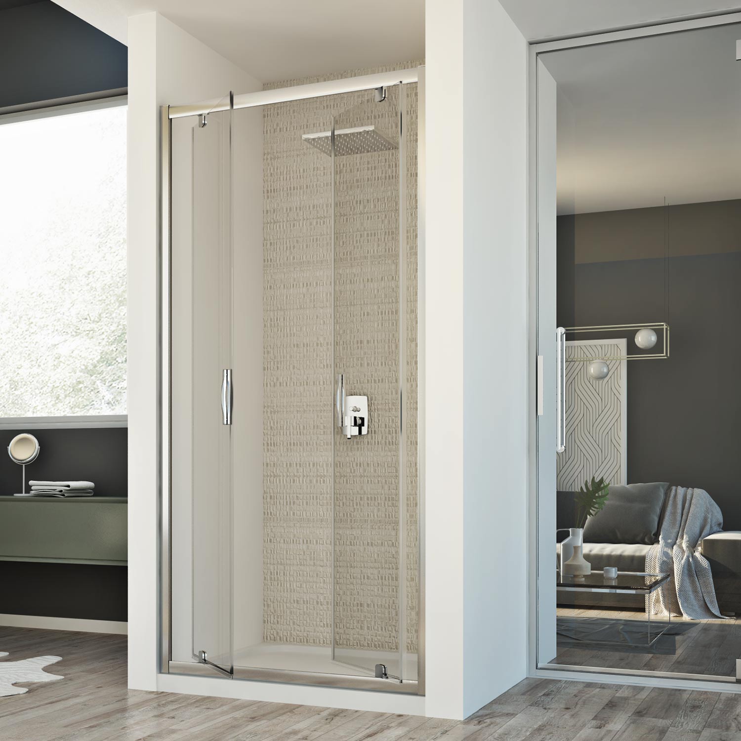 Idralite BOX CABINA DOCCIA NICCHIA PARETE PORTA BATTENTE SALOON CRISTALLO DA 77 A 132 CM 