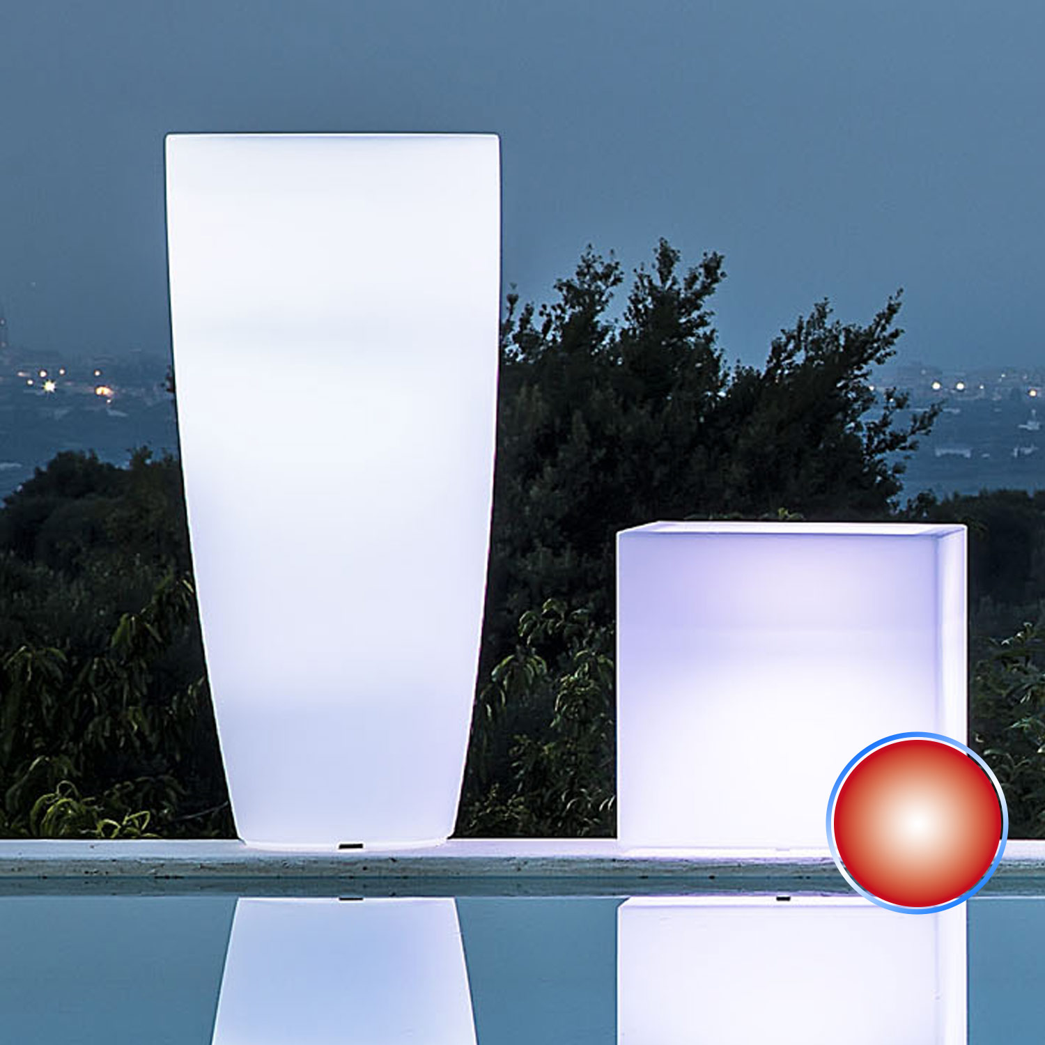 VASO RESINA ALTO MODERNO TONDO GIARDINO VASI MADE IN ITALY LUCE LED LUMINOSO