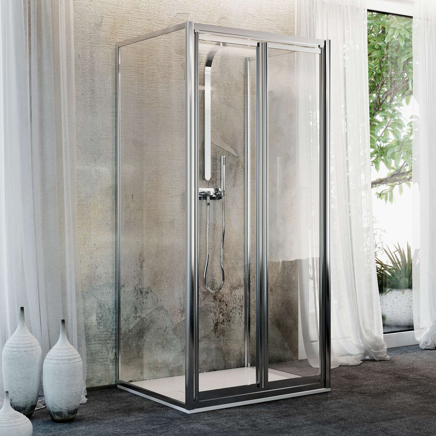 Idralite PORTA BOX DOCCIA NICCHIA CRISTALLO TRASPARENTE 6MM 1 ANTA BATTENTE 90 CM H185 