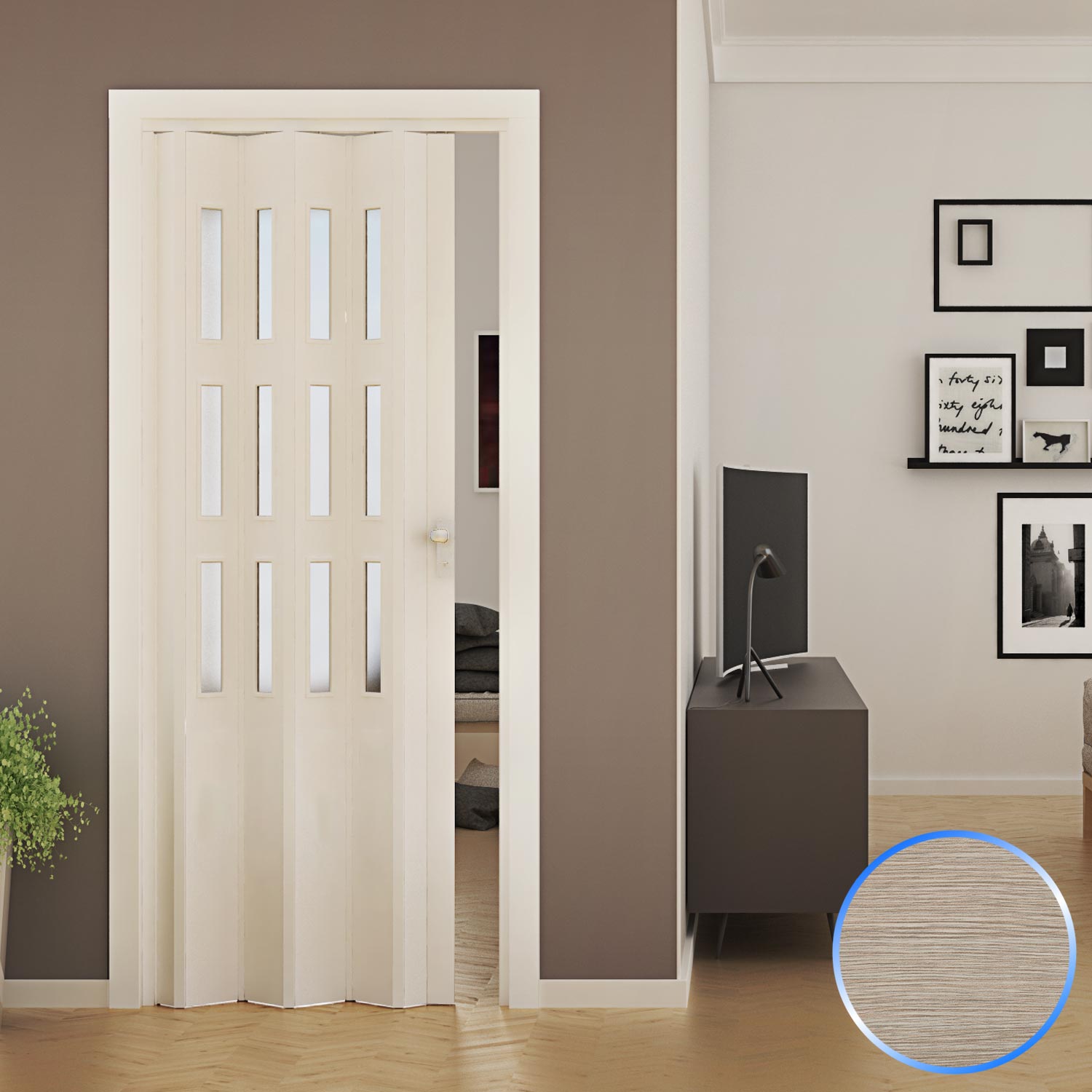 Porta a Soffietto da Interno in PVC Noce Mansonia 88,5x214 cm MOD. Luciana  : : Fai da te