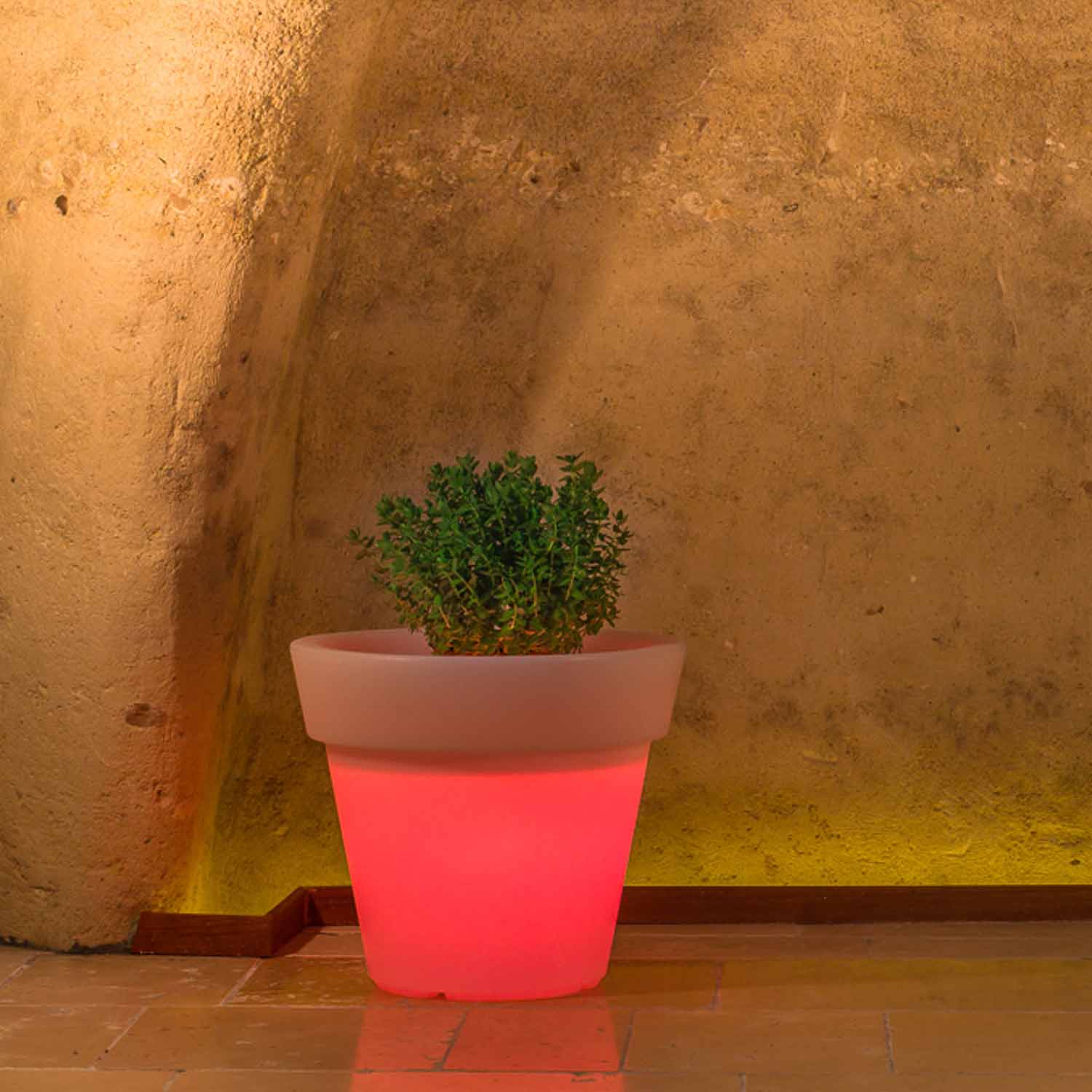 VASO RESINA ALTO BEGONIA TONDO GIARDINO VASI MADE IN ITALY LUCE LED LUMINOSO