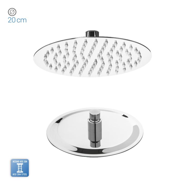 Soffione Doccia Thin Line Tondo in Acciaio Inox Ø 20 cm