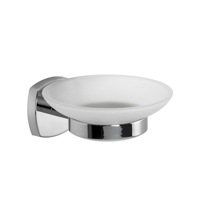 Porta Sapone a Parete Cromo in Acciaio Cromato, Vetro satinato e leghe metalliche Mod. Q-Line main product photo