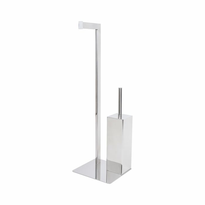 Piantana WC Porta Rotolo e Porta Scopino Lucido in Acciaio Inox Aisi 304 Mod. Zeus main product photo