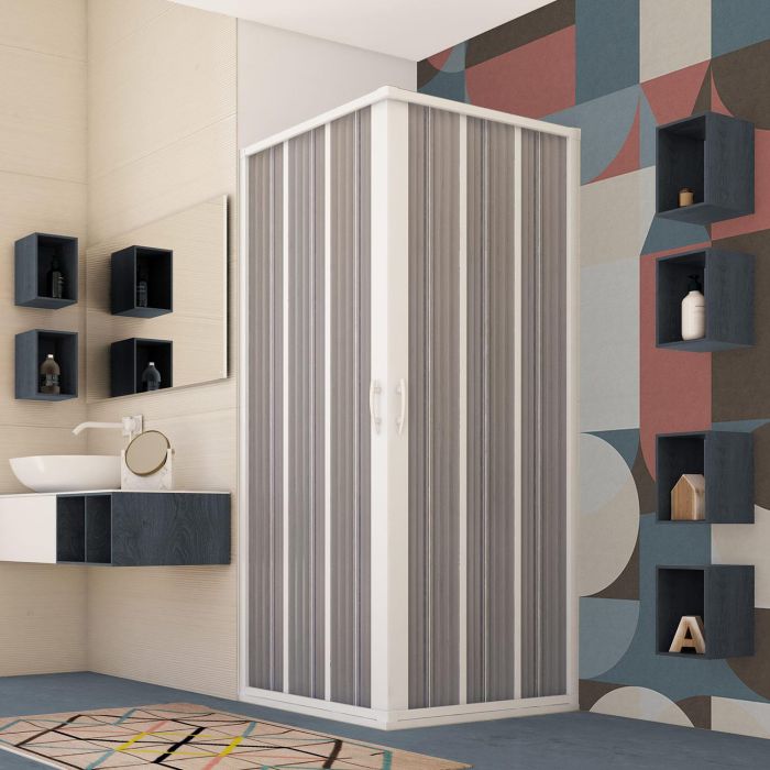 Box Doccia in PVC 90x90CM H185 a soffietto con Apertura Centrale colore Bianco mod. Flex