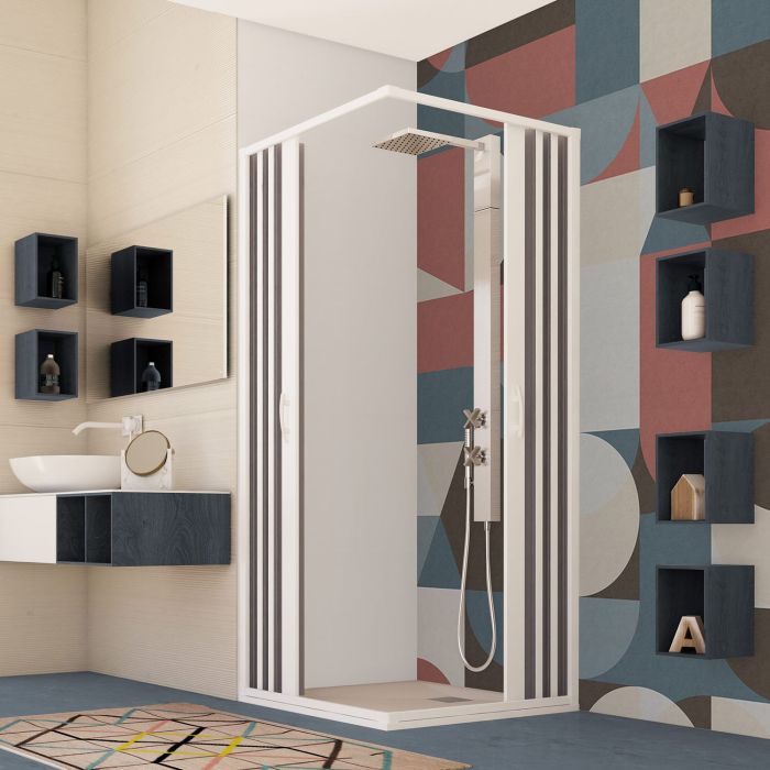 Box Doccia in PVC 90x90CM H185 a soffietto con Apertura Centrale colore Bianco mod. Flex