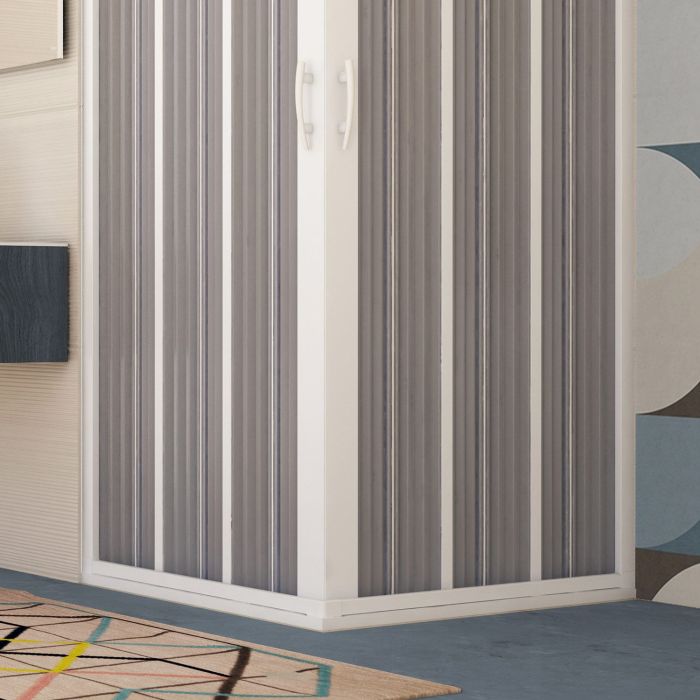 Box Doccia in PVC 90x90CM H185 a soffietto con Apertura Centrale colore Bianco mod. Flex