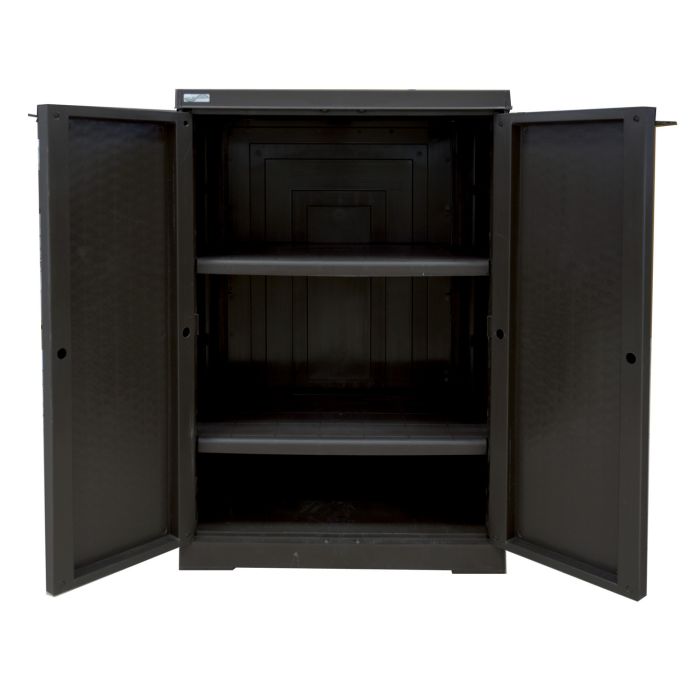 Armadio basso in resina a due ante due ripiani H91 cm colore wengè mod. Rattan main product photo