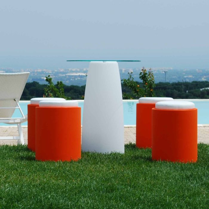Pouf Round In Resina Tondo Ø 40 CM Marrone