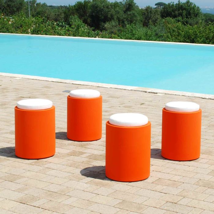 Pouf Round In Resina Tondo Ø 40 CM Marrone