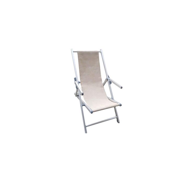 Sdraio pieghevole con braccioli in alluminio e tessuto Tortora mod. Mare main product photo