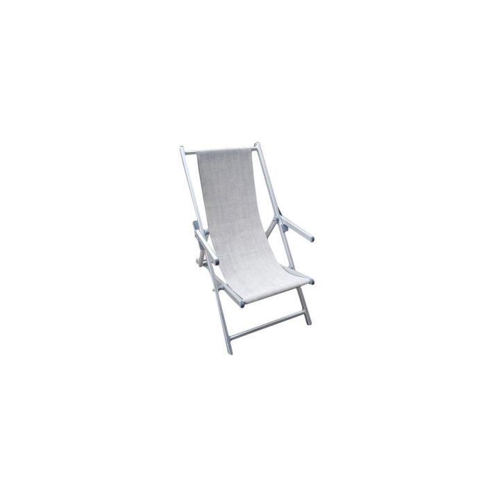 Sdraio pieghevole con braccioli in alluminio e tessuto Grigio mod. Mare main product photo