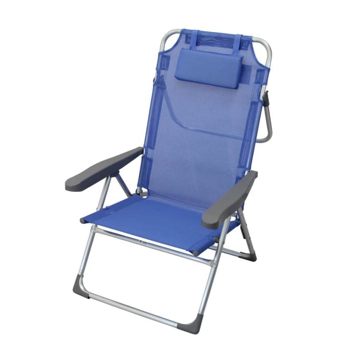Spiaggina blu alta con cuscino e braccioli in alluminio mod. Bibione main product photo