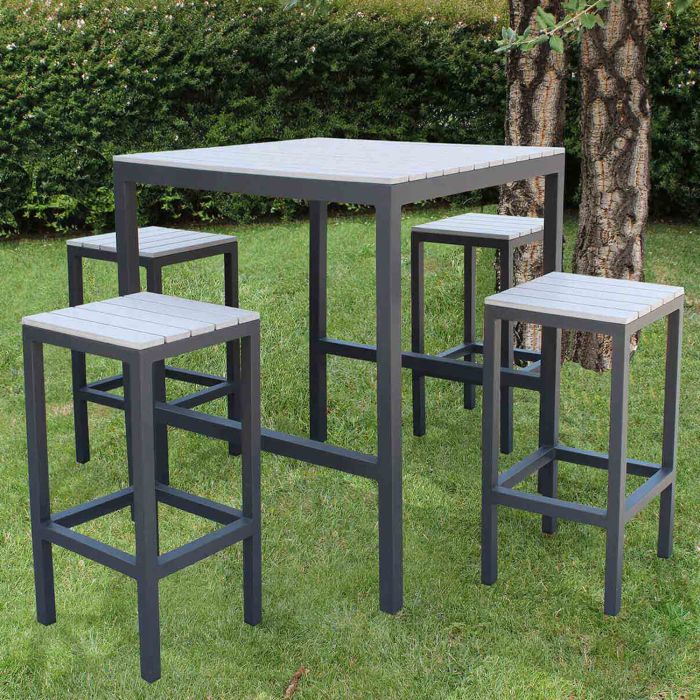 Set tavolo e sgabelli da bar in alluminio e polywood vari colori mod. Sirio main product photo