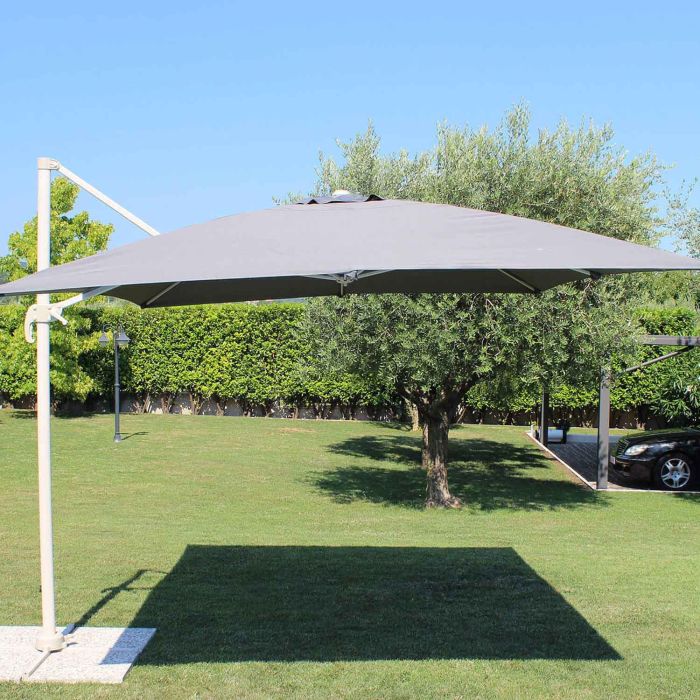 Ombrellone da giardino 3x4 con telo in poliestere Grigio palo Tortora antivento mod. Mercurio