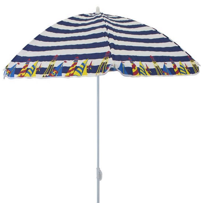 Ombrellino da spiaggia camping ø 1,5 con telo in TNT Rigato colori assortiti palo Bianco con custodia mod. Playa main product photo
