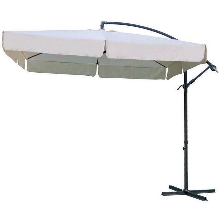 Ombrellone da giardino 2,5x2,5 con telo in poliestere Ecru palo Antracite antivento mod. Almeria