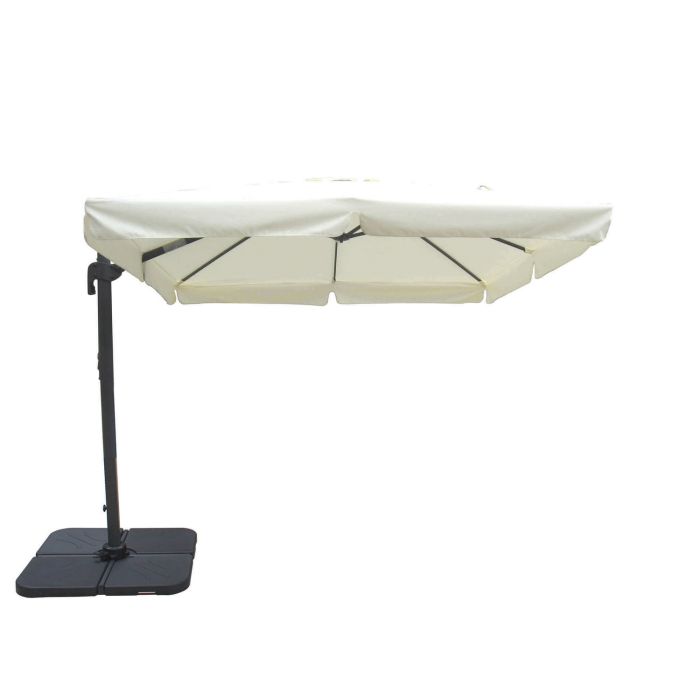 Ombrellone da giardino 3x4 in alluminio con telo in poliestere Ecru palo Nero antivento mod. Saturno main product photo