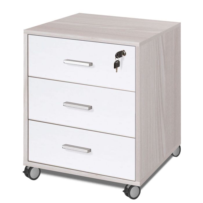 Cassettiera con ruote 3 cassetti h 70 cm colore Bianco Fiammato main product photo