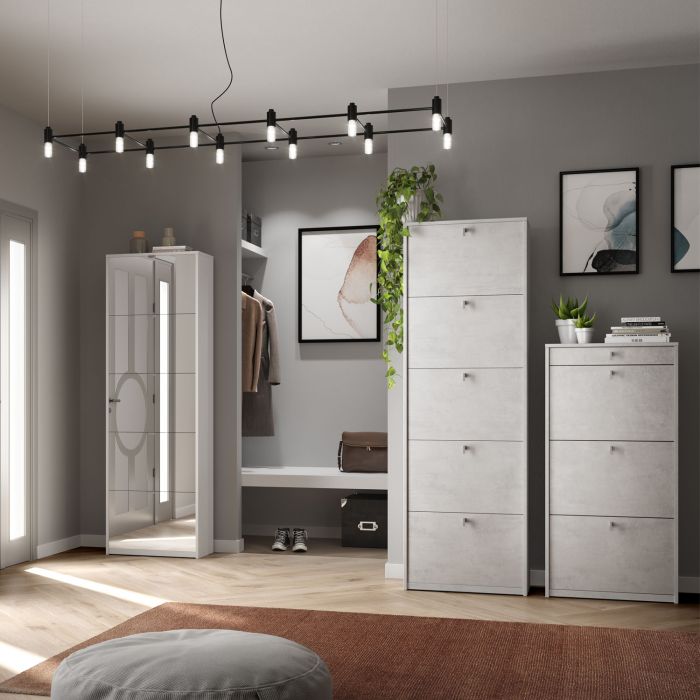 Scarpiera 5 ante 25 posti h 190 cm colore Specchio Naturale