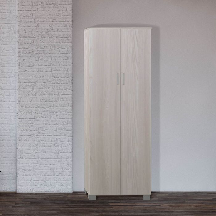 Armadio 2 ante 6 ripiani h 178 cm colore Bianco Fiammato