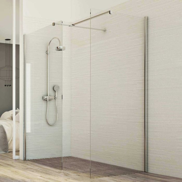 Box doccia Parete 80x180 CM in vetro trasparente 8mm mod. Walk in Corner H198 main product photo