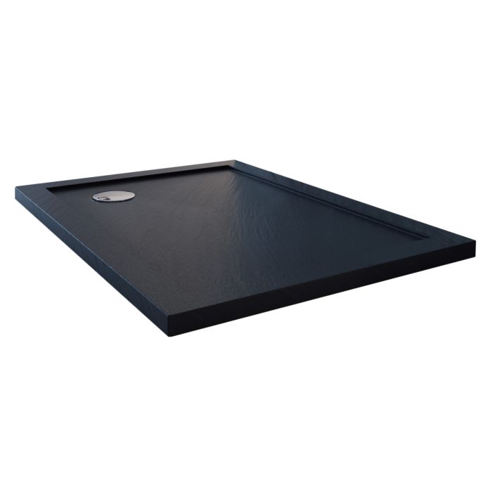 Piatto Doccia Slim 70x70x4 cm Quadrato Acrilico Bordato Antracite Effetto Pietra mod. Flower main product photo