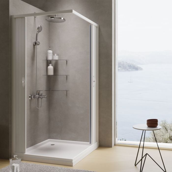 Box doccia a soffietto in PVC 100x100 cm H 185 mod. Aster con apertura centrale