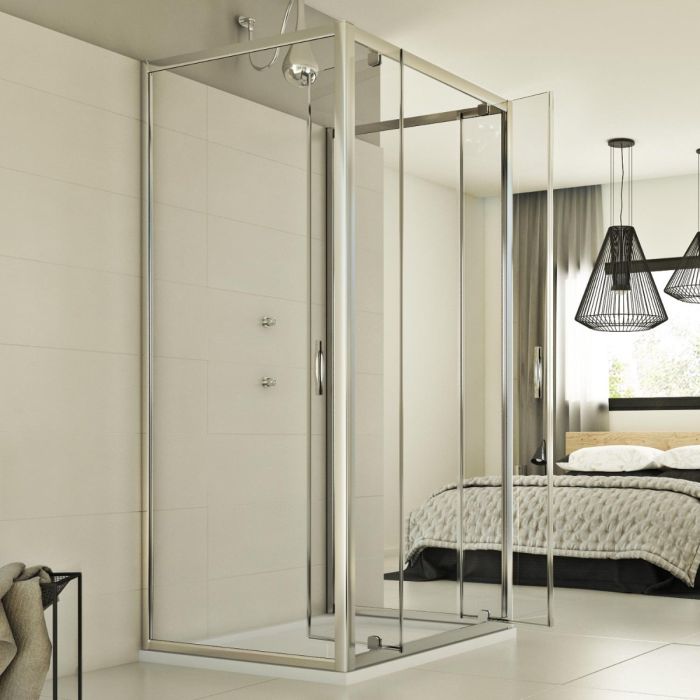 Box Doccia 3 lati 90x130x90 CM H198 trasparente mod. Cristal Trio 2 Ante