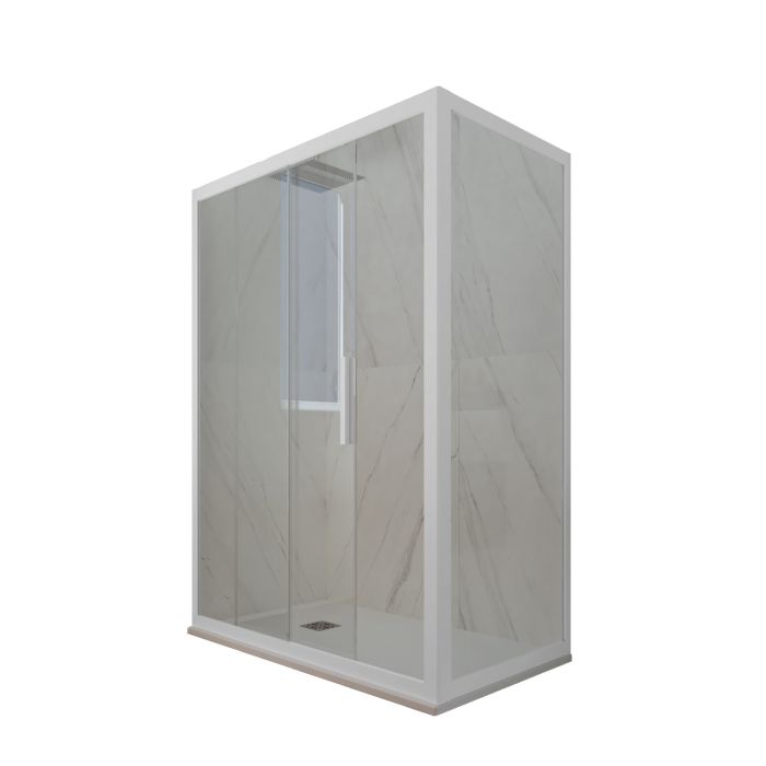Box doccia scorrevole 80x130 CM H 200 Vetro Trasparente Profilo Bianco Matt mod. Deco Duo