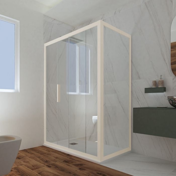 Box doccia scorrevole 75x100 CM H 200 Vetro Trasparente Profilo Champagne mod. Deco Duo