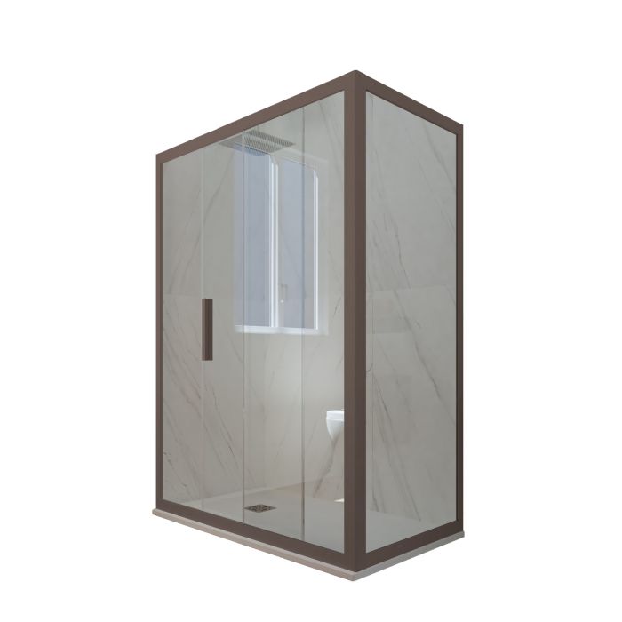 Box doccia scorrevole 70x150 CM H 200 Vetro Trasparente Profilo Chocolate mod. Deco Duo