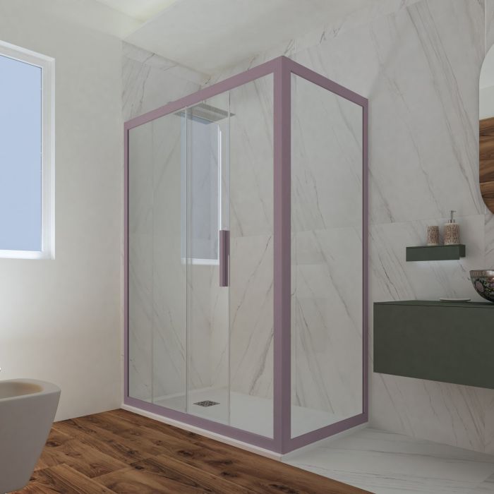 Box doccia scorrevole 90x160 CM H 200 Vetro Trasparente Profilo Lavanda mod. Deco Duo