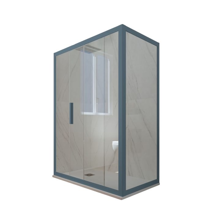 Box doccia scorrevole 70x130 CM H 200 Vetro Trasparente Profilo Blu Navy mod. Deco Duo