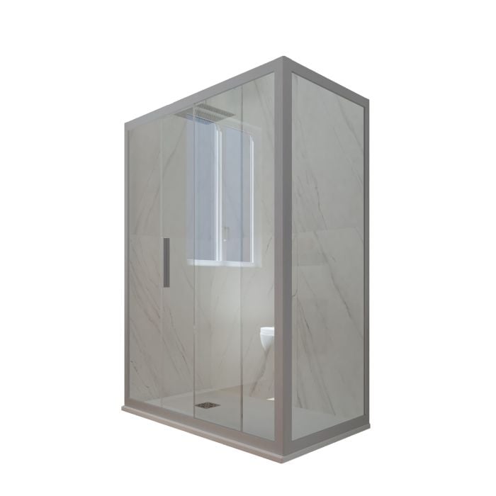 Box doccia scorrevole 90x150 CM H 200 Vetro Trasparente Profilo Silver mod. Deco Duo
