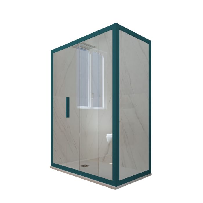 Box doccia scorrevole 75x110 CM H 200 Vetro Trasparente Profilo Verde Night Watch mod. Deco Duo