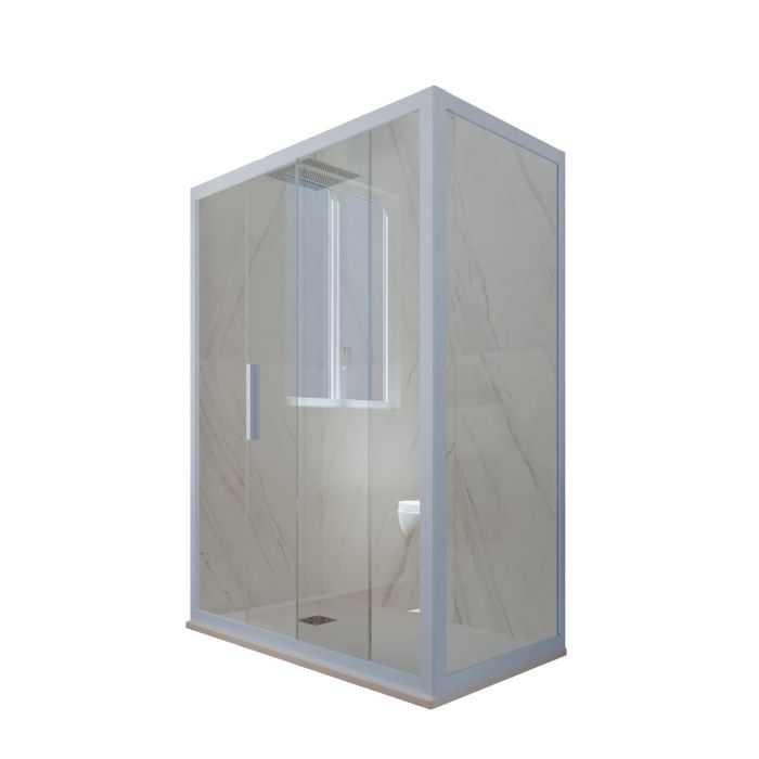 Box doccia scorrevole 75x170 CM H 200 Vetro Trasparente Profilo Blu Vintage mod. Deco Duo