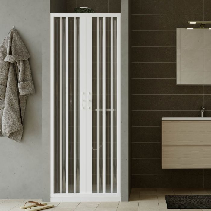 Porta doccia a soffietto in PVC 130 cm H 185 mod. Giglio con apertura centrale