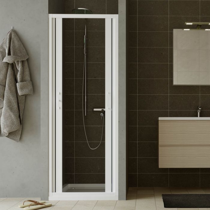 Porta doccia a soffietto in PVC 130 cm H 185 mod. Giglio con apertura centrale