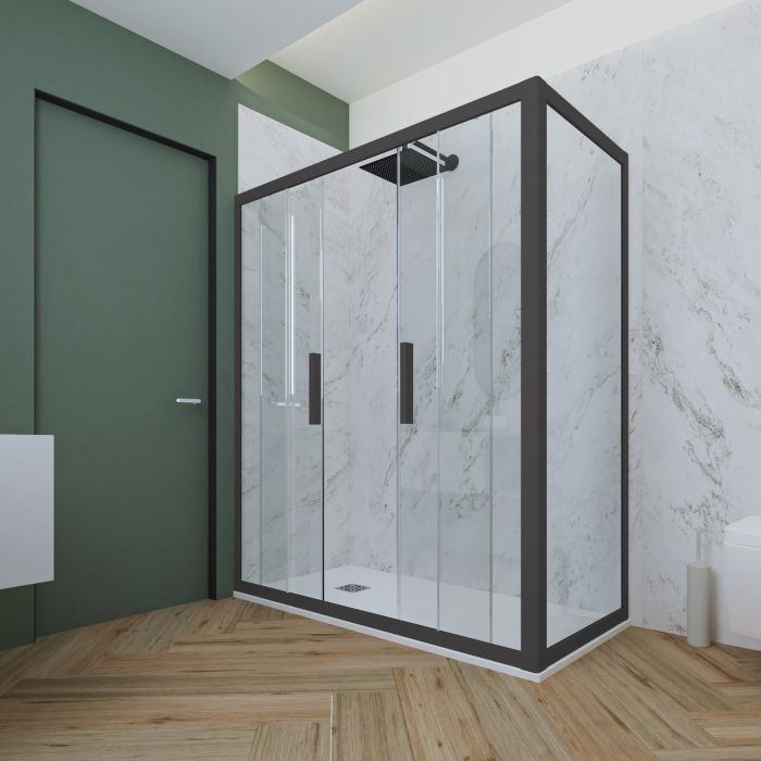 Box doccia 2 ante scorrevoli 90x150 CM H 200 Vetro Trasparente Profilo Antracite mod. Glam Duo