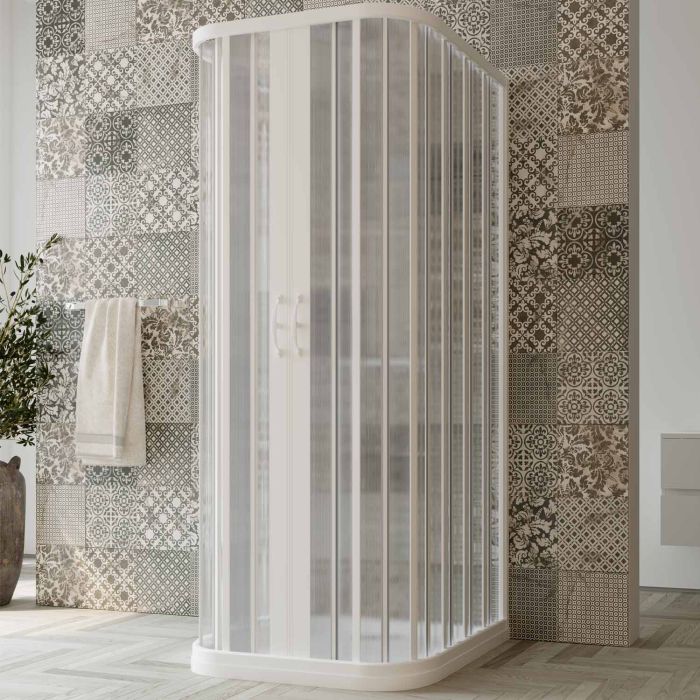 Box doccia a 3 lati in PVC a soffietto H 185 mod. Narciso con apertura centrale