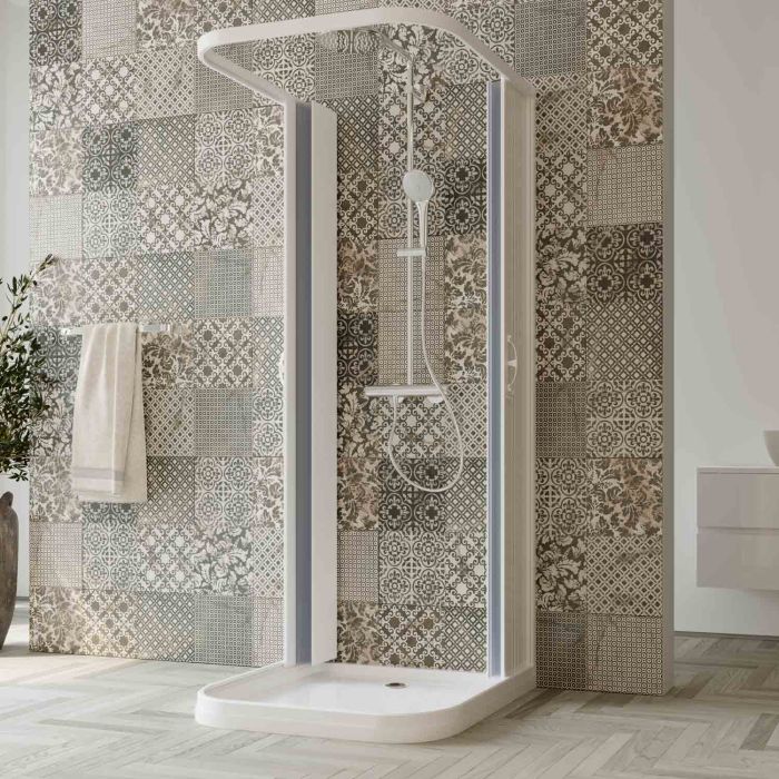 Box doccia a 3 lati in PVC a soffietto H 185 mod. Narciso con apertura centrale