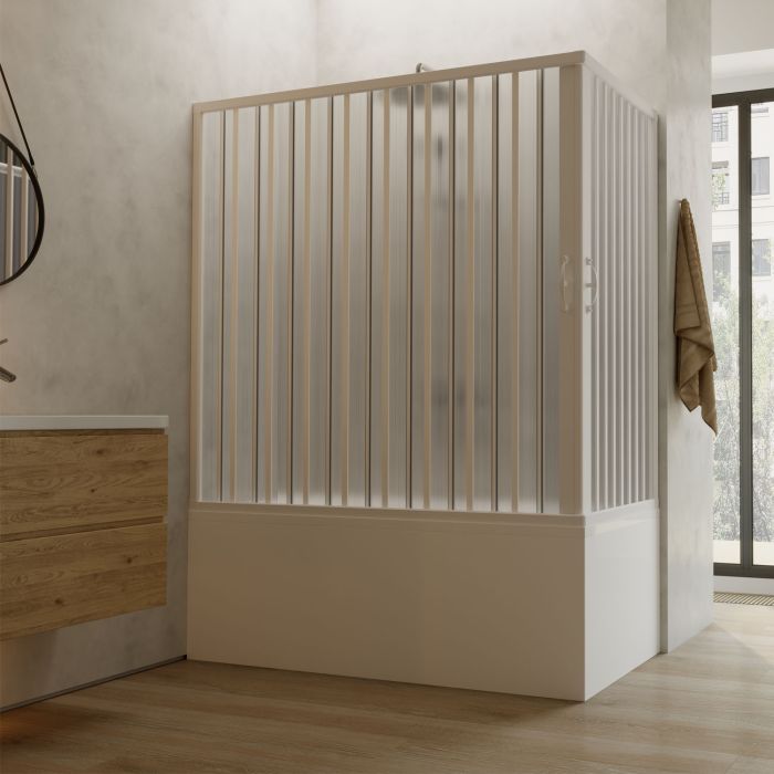 Box doccia sopravasca 70x170 in PVC h 150 a soffietto mod. Ortensia con apertura centrale