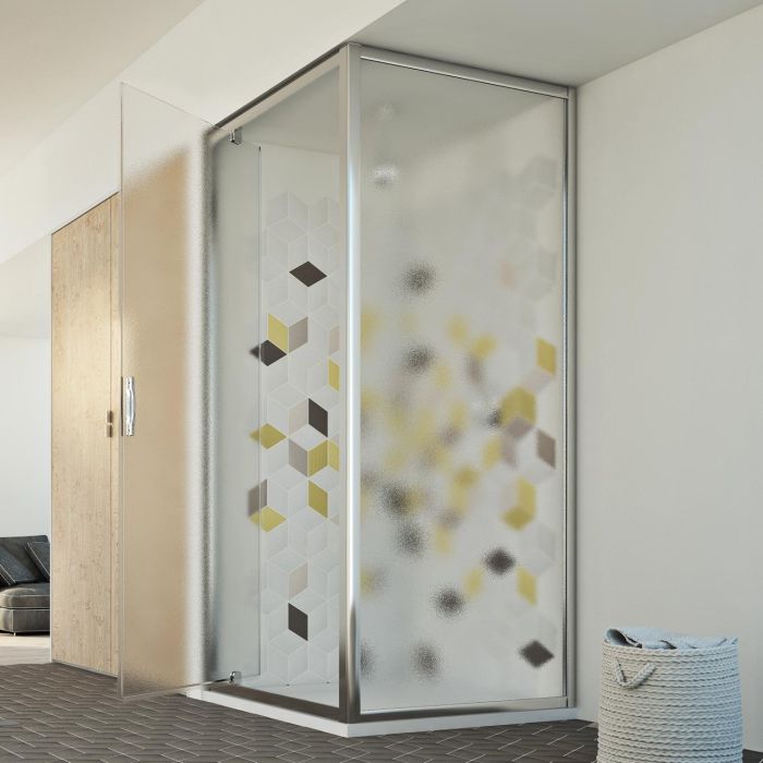 Box Doccia 75x75 AP. 75 CM H198 stampato C mod. Cristal Duo 1 Anta