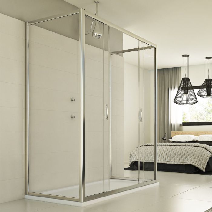Box Doccia 3 lati 80x150x80 CM H198 trasparente mod. Young Trio 2 Ante