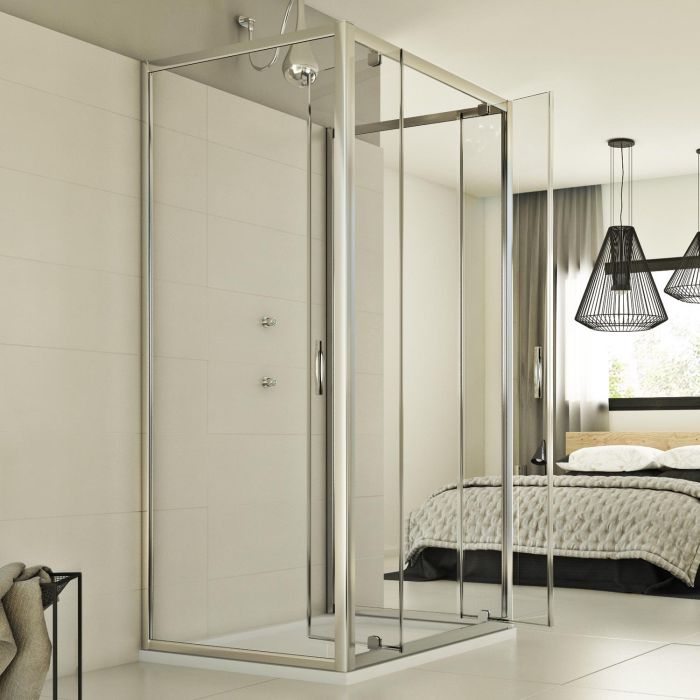 Box Doccia 3 lati 90x90x90 CM H198 trasparente mod. Cristal Trio 2 Ante