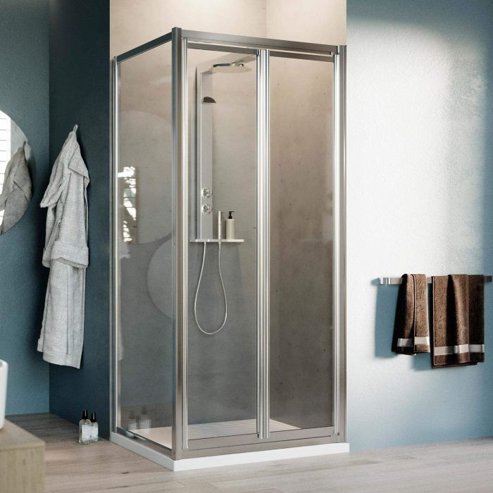 Box Doccia Angolare 70x75CM H198 Cristallo Trasparente Fisso+Saloon 2 Ante Battente 70 mod. West