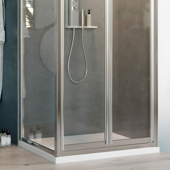 Box Doccia Angolare 70x75CM H198 Cristallo Trasparente Fisso+Saloon 2 Ante Battente 70 mod. West